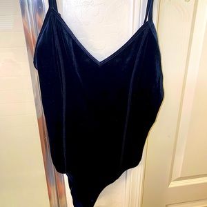Forever 21 navy blue velvet bodysuit